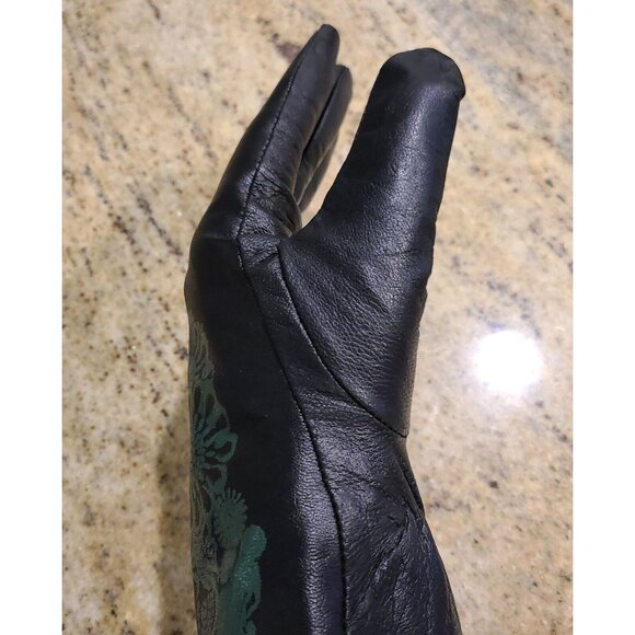 New! Women Size XL Black Leather Lined 10" Gloves Henna Tattoo Fairy Whimsigoth - Picture 12 of 16